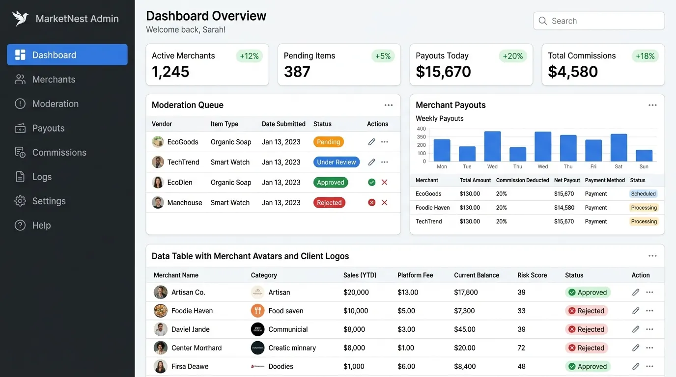 MarketNest Admin Dashboard