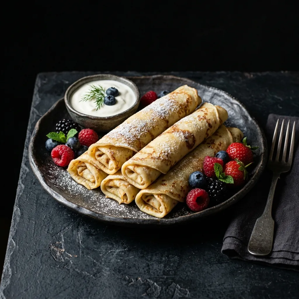 Fresh artisan blini crepes