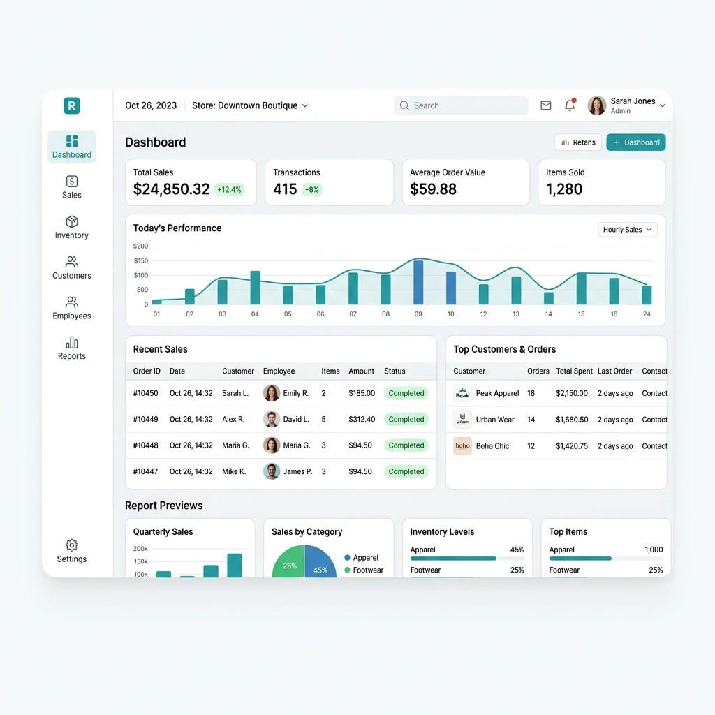 QuickMart POS Dashboard Interface