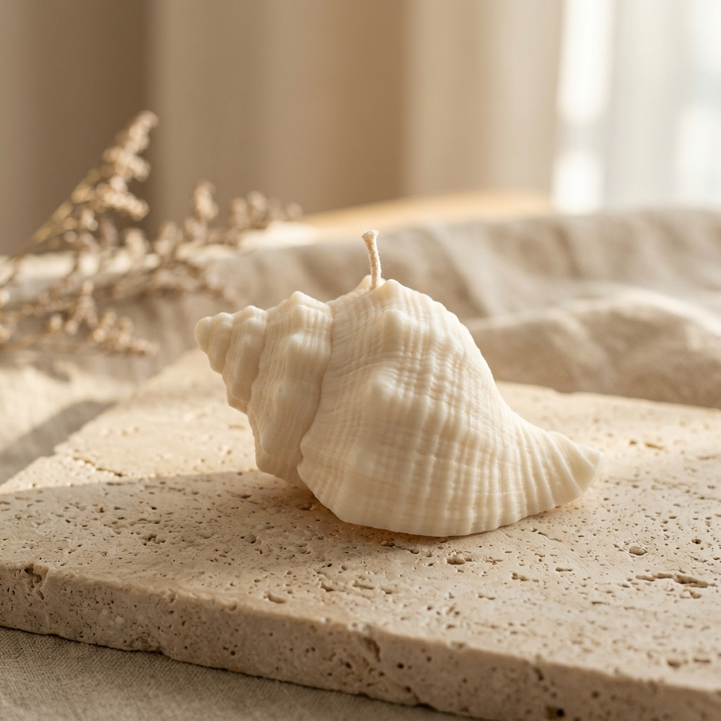 Scented soy wax seashell candle